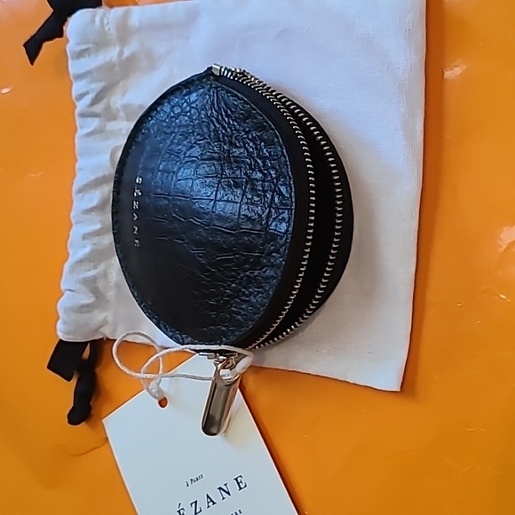 Nwt! Sezane nicolas leather coin pouch black croco - Picture 6 of 9